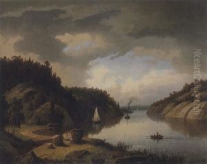 Pastoralt Sjolandskap Med Batar