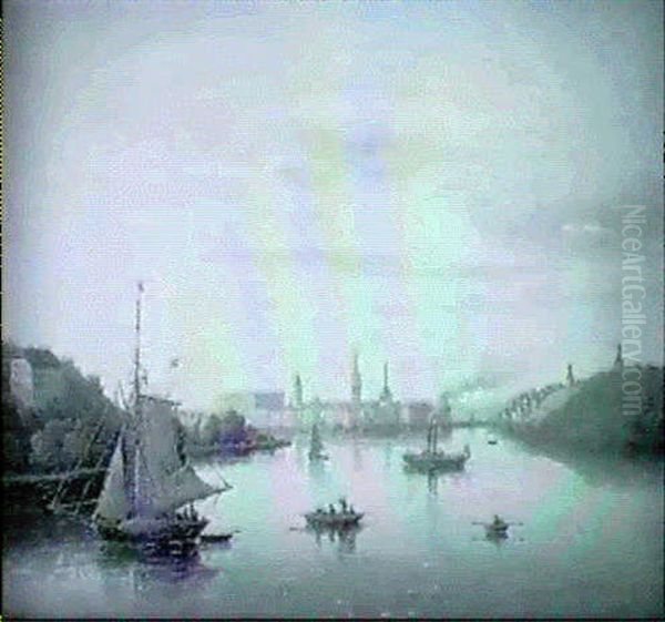 Stockholmsvy Mot Riddarholmen Fran Vaster- Aftonljus - view 1