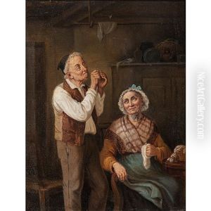 Genre Scene (elderly Couple Mending A Sock) by Antonio Rotta