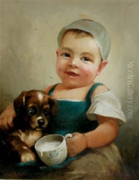 Young Girl With Puppy - view 1