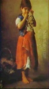 A Young Girl Eating Grapes  A Young Shepherd