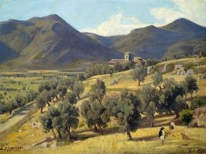 Italienische Landschaft Mit Kirche by Carl Johann Friedrich Adolf Roetteken