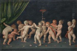 Putti Making Music And Dancing by Hans Rottenhammer the Elder