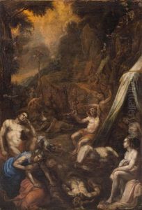 Moses Errichtet Die Eherne Schlange (+ Mose Und Aaron Im Lager Der Israeliten; 2 Works) by Hans Rottenhammer the Elder