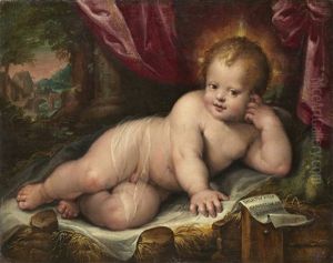 Det Vilande Jesusbarnet I Italienskt Landskap