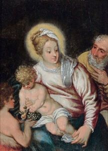Die Heilige Familie Mit Einem Engel by Hans Rottenhammer the Elder