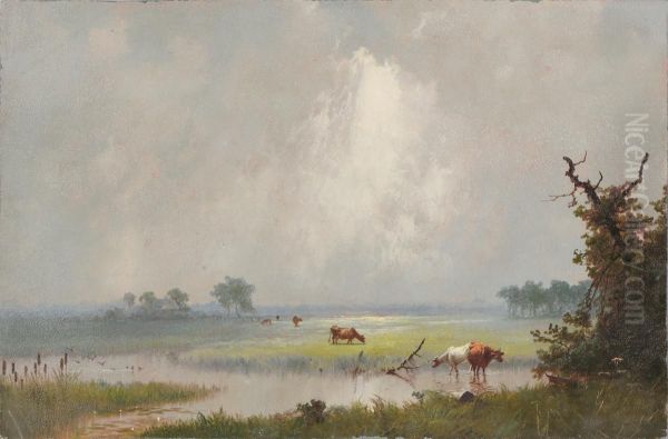 Cows By Stream - view 1