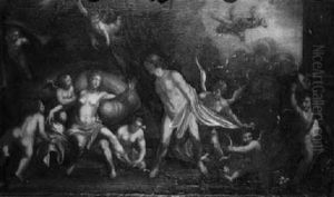 Diana And Mars In An Interior With Putti And Nymphs by Hans Rottenhammer the Elder