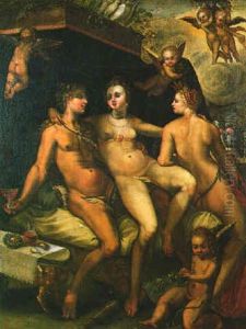 Venus, Bacchus And Ceres Surrounded By Putti by Hans Rottenhammer the Elder