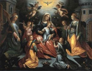 Jomfru Maria Og Barnet Or Givet Af Den Hellige Barbara Og   Den Hellige Catarina