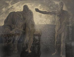 Adam Und Eva Beim Pflugen by Johann Michael Bossard