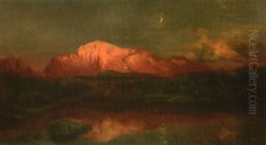 Der Hintersee Mit Hohem Goll Im Alpengluhen by Carl Rottmann