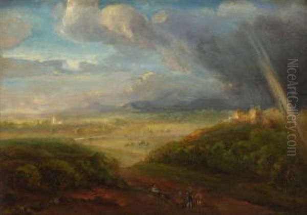 Hugelige Landschaft Mit Regenbogen - view 1