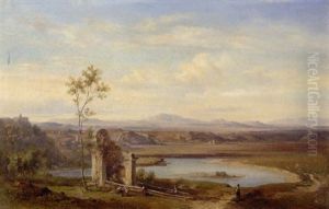 Blick Auf Dei Tiberschleife Acqua Acetosa In Der Nahe Von Rom by Carl Rottmann