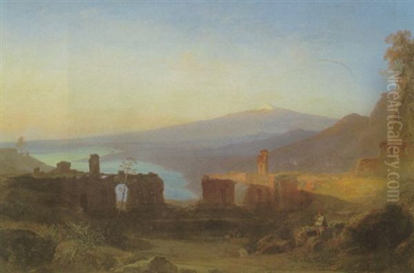 Das Antike Theater Von Taormina Mit Blick Auf Den Atna In Der Ferne - view 1