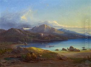Landschaft An Einem Bergsee (im Salzkammergut?)