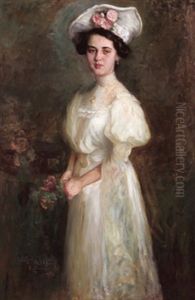 Bildnis Einer Dame In Weisem Kleid by Mozart Rottmann