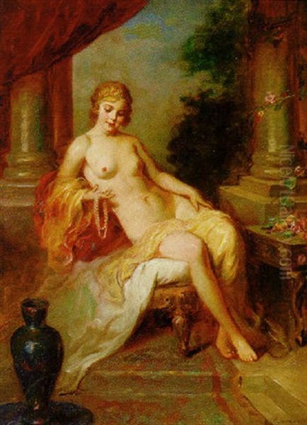 A Seated Female Nude In An Interior - view 1