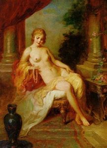 A Seated Female Nude In An Interior by Mozart Rottmann