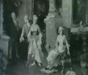 Rokokodame Mit Kammerzofe Und Dienern Im Salon by Mozart Rottmann