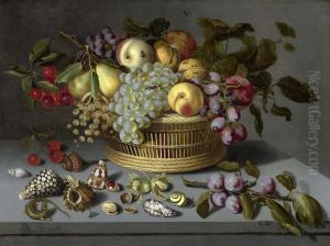 Fruchtestilleben Mit Muscheln Und Insekten. by Ambrosius the Younger Bosschaert