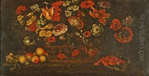 Still Life Of A Basket Of Summer Flowers by Johannes Bosschaert