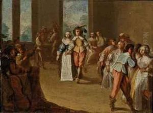 Elegant Company Dancing In An Interior by Abraham Bosse