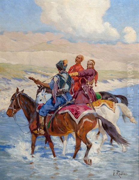Tscherkessen Zu Pferd Uberqueren Einen Fluss - view 1