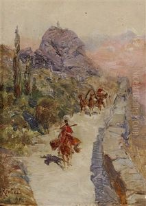 Mountain Road In The Caucasus by Franz Roubaud