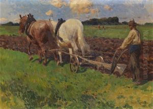 Pflugender Bauer Im Chiemgau by Franz Roubaud