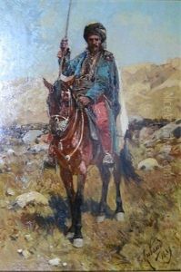 Russian Rider On Horseback by Franz Roubaud