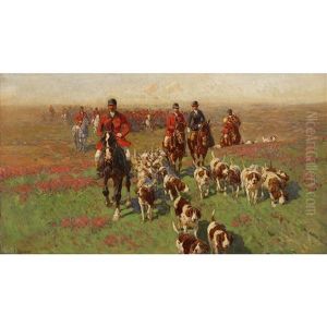 Hunting Scene by Franz Roubaud
