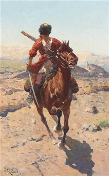 A Cossack Galloping On Horseback - view 1