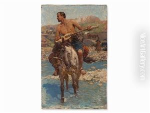 Caucasian Horseman by Franz Roubaud
