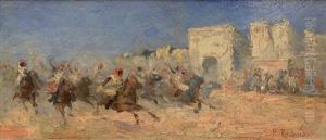 Fantasia Devant Un Mur D'enceinte by Franz Roubaud