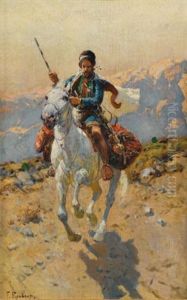 Caucasian Horseman by Franz Roubaud