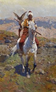 Caucasian Horseman With A Falcon by Franz Roubaud