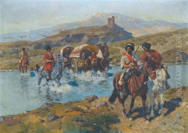 Cossacks Crossing A Ford - view 1