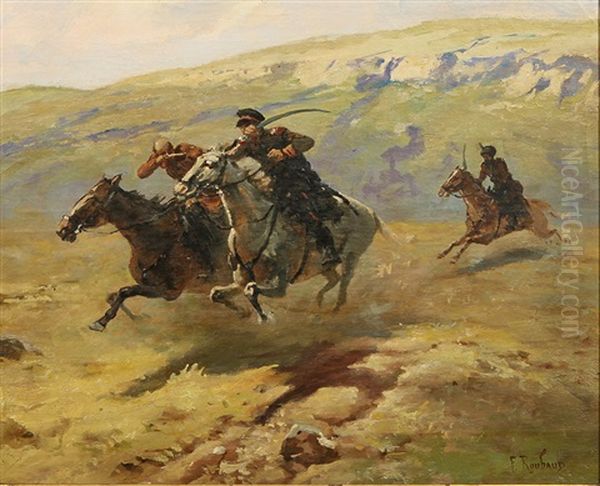 Cossacks Chasing A Soldier On Horseback - view 1