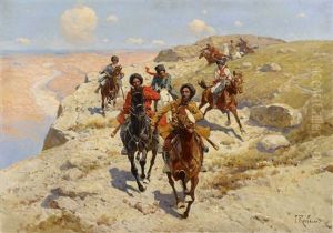 Tscherkessische Reiter by Franz Roubaud