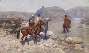 Tscherkessenreiter Queren Eine Furt by Franz Roubaud