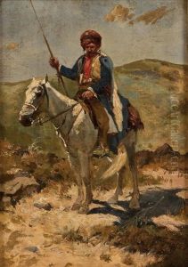 Einsamer Kosake Zu Pferd by Franz Roubaud