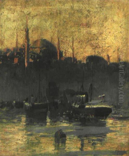 Blick Auf Den Hafen Von Istanbul Mit Der Suleymaniye-moschee - view 1