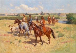 Aufbruch Zur Falkenjagd by Franz Roubaud