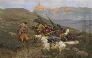 Tscherkessische Reiter by Franz Roubaud