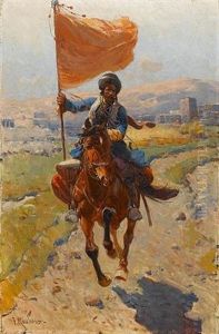 Kirghyz Horseman With A Red Flag