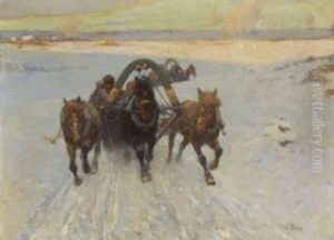 Schlittenfahrt In Russischer Winterlandschaft