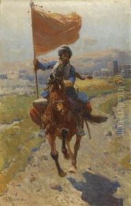 Reitender Bannertrager by Franz Roubaud