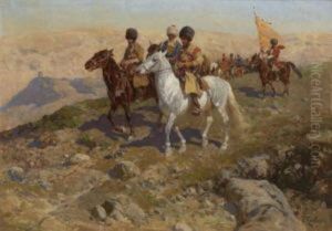 Reitende Tscherkessen Im Kaukasus by Franz Roubaud