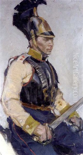 Study Of A Russian Cuirassier (+ Two Studies Of Cavalry Officers, 1805, Watercolor & Ink, Sgd., Insc.; 2 Works) - view 1